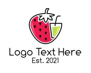 Shake - Strawberry Fruit Juice Drink logo design