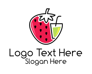 Strawberry Fruit Juice Drink Logo