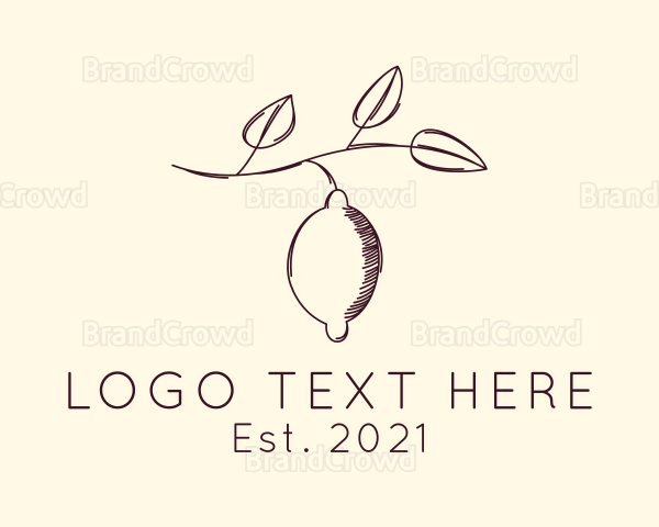 Lemon Fruit Tree Branch Logo