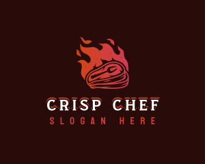 Meat Grill Flame logo design