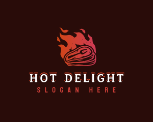 Meat Grill Flame logo design