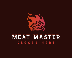 Meat Grill Flame logo design