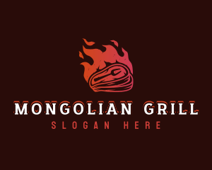 Meat Grill Flame logo design