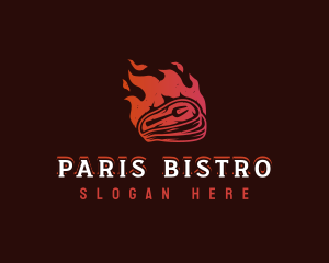 Meat Grill Flame logo design