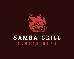 Meat Grill Flame logo design