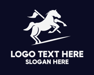Trojan - Galloping Horse Flag logo design