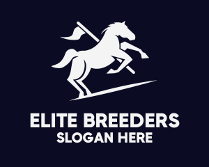 Breeding - Galloping Horse Flag logo design