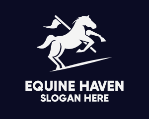 Stable - Galloping Horse Flag logo design