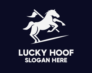 Horseshoe - Galloping Horse Flag logo design