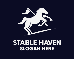 Horse - Galloping Horse Flag logo design
