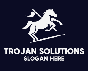 Trojan - Galloping Horse Flag logo design