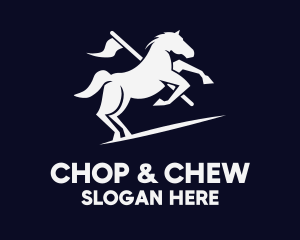 Pony - Galloping Horse Flag logo design