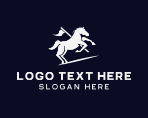 Stable - Galloping Horse Flag logo design