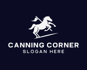 Galloping Horse Flag logo design