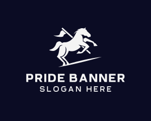 Galloping Horse Flag logo design