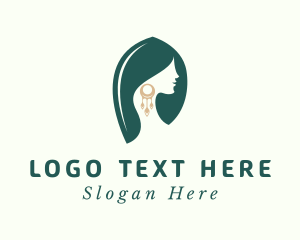 Head - Green Elegant Earrings logo design