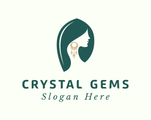 Green Elegant Earrings logo design