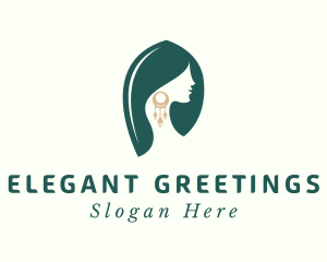 Green Elegant Earrings logo design