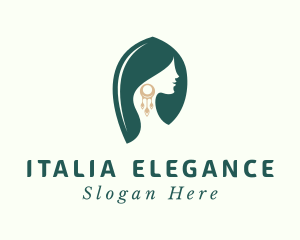 Green Elegant Earrings logo design