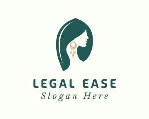 Woman - Green Elegant Earrings logo design
