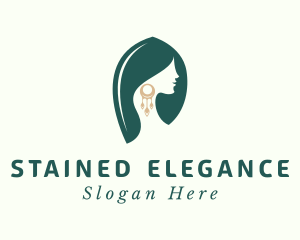 Green Elegant Earrings logo design