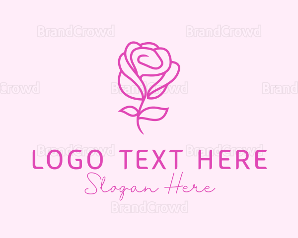 Pink Rose Flower Logo