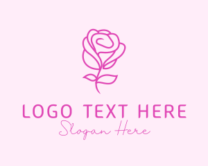Flower Shop - Pink Rose Flower logo design