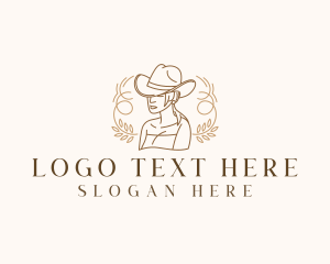 Vintage - Western Cowgirl Hat logo design