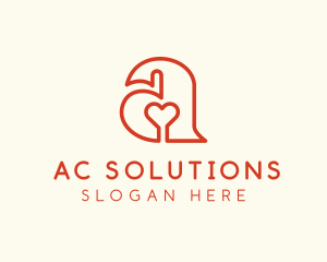 Heart Outline Letter A logo design