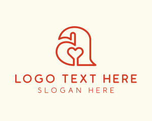 Online Relationship - Heart Outline Letter A logo design