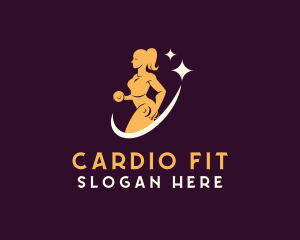 Cardio - Woman Weights Gym logo design