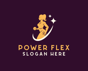 Muscles - Woman Weights Gym logo design