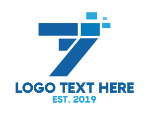 Seven - Blue Seven Pixels logo design