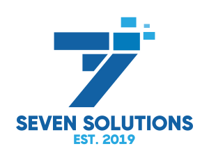 Seven - Blue Seven Pixels logo design