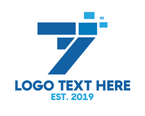 Data Transfer - Blue Seven Pixels logo design