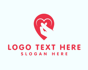 Romantic - Finger Heart Location Pin logo design