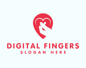 Fingers - Finger Heart Location Pin logo design