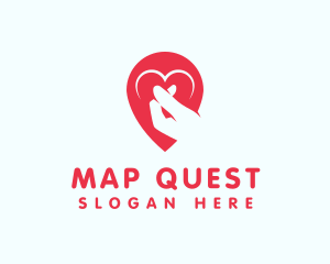 Maps - Finger Heart Location Pin logo design