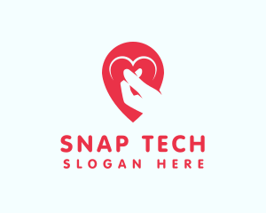Finger Heart Location Pin logo design