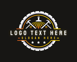 Cog Wheel - Paintbrush Hammer Builder logo design