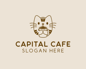 Cute Cat Drink logo design