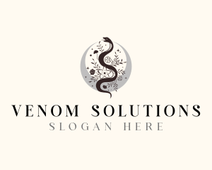 Boho Floral Snake logo design