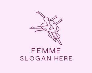 Women Gymnast Line Art logo design