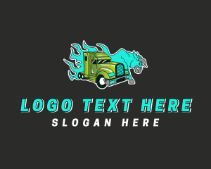 Highway - Flame Bull Logistics Truck logo design