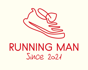 Sneaker - Red Shoe Monoline logo design