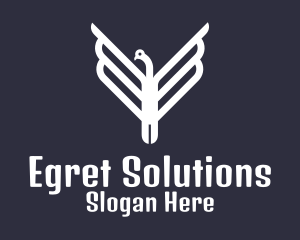 Flying Egret Bird logo design