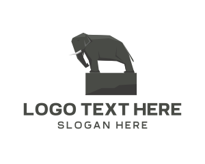 Statue - Elephant Stone Statue logo design