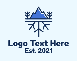 Blue - Winter Mountain Snow logo design