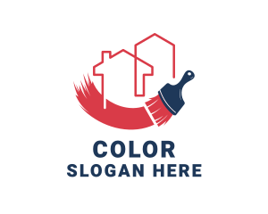House Paint Brush Renovation Logo