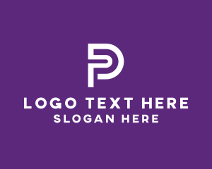 Black - Tech Letter P Outline logo design